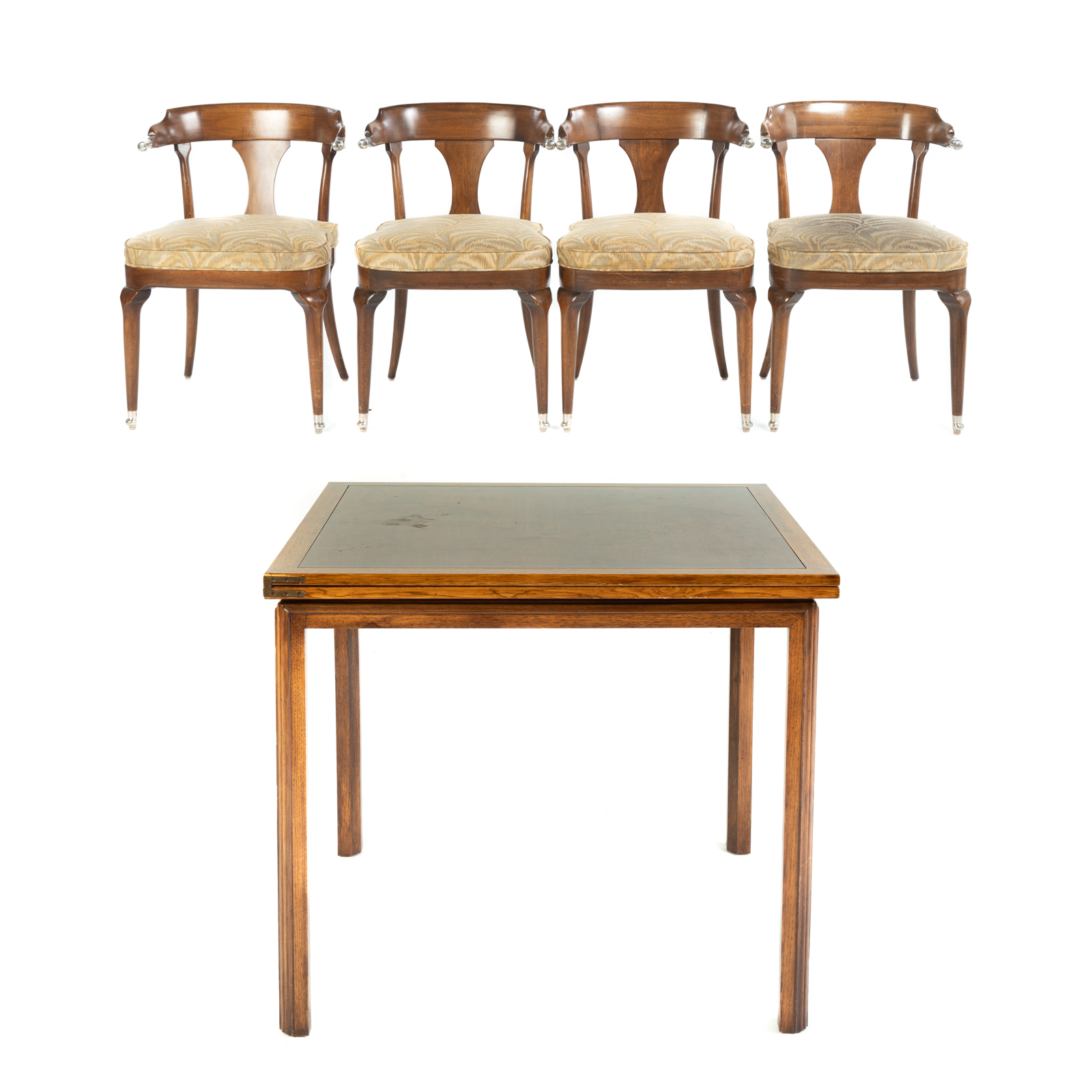 MAHOGANY BRIDGE TABLE & FOUR
