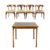 MAHOGANY BRIDGE TABLE & FOUR M