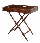MAHOGANY BUTLER'S TRAY ON STAN