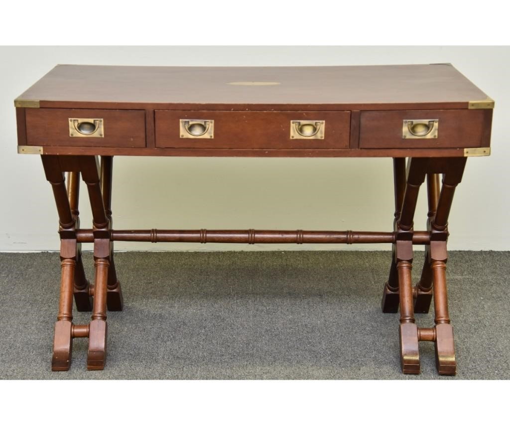 Mahogany campaign desk, 20th c.