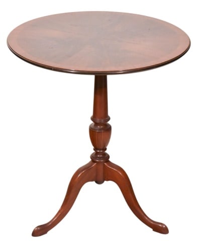 MAHOGANY CARVED FLIP TOP TRIPOD