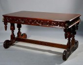 MAHOGANY CARVED LIBRARY TABLEM