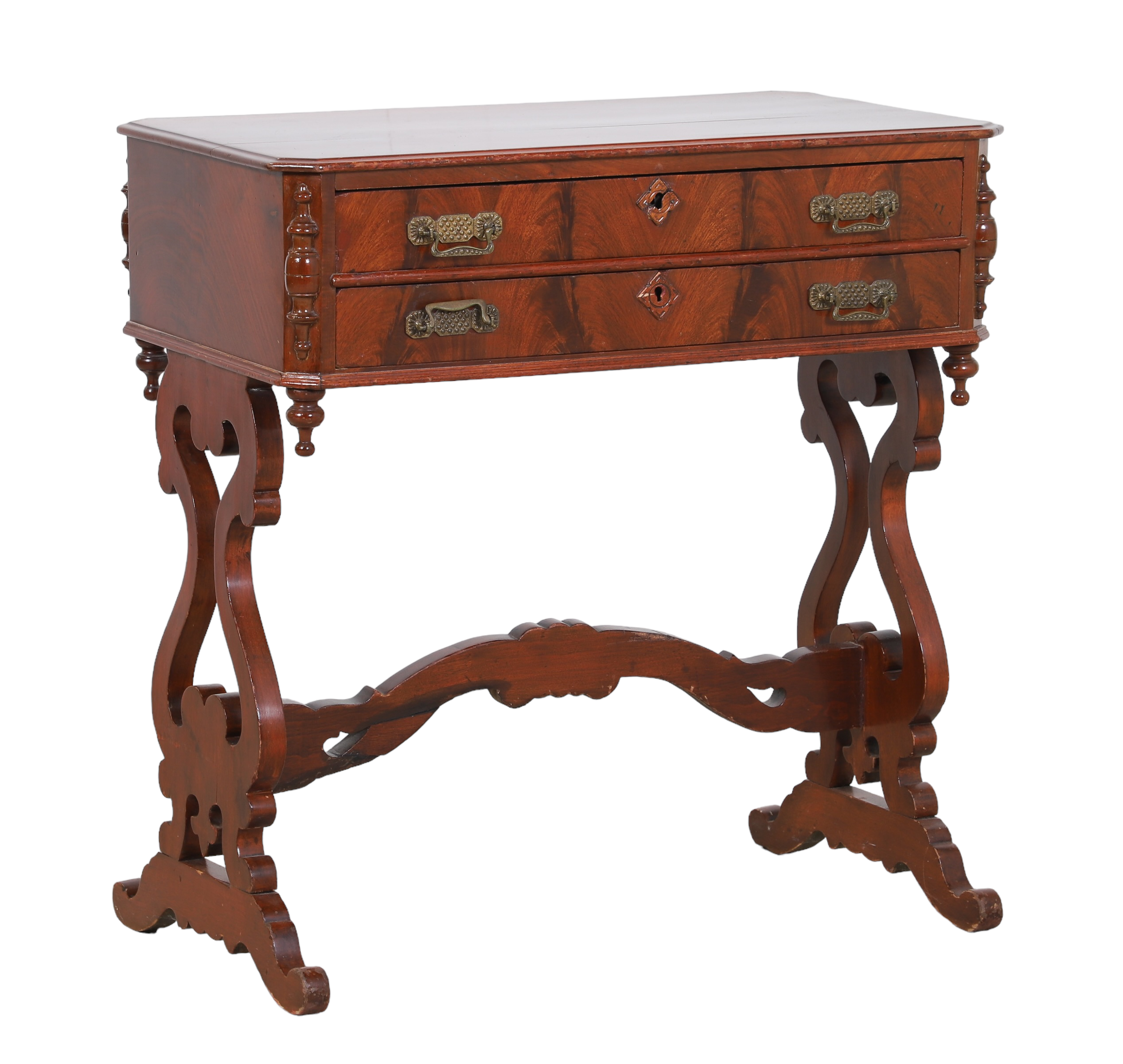 Mahogany carved two drawer