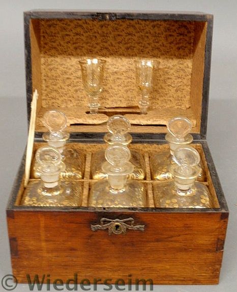 Mahogany cased decanter set