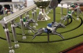 MAHOGANY CASED MECHANICAL HORS