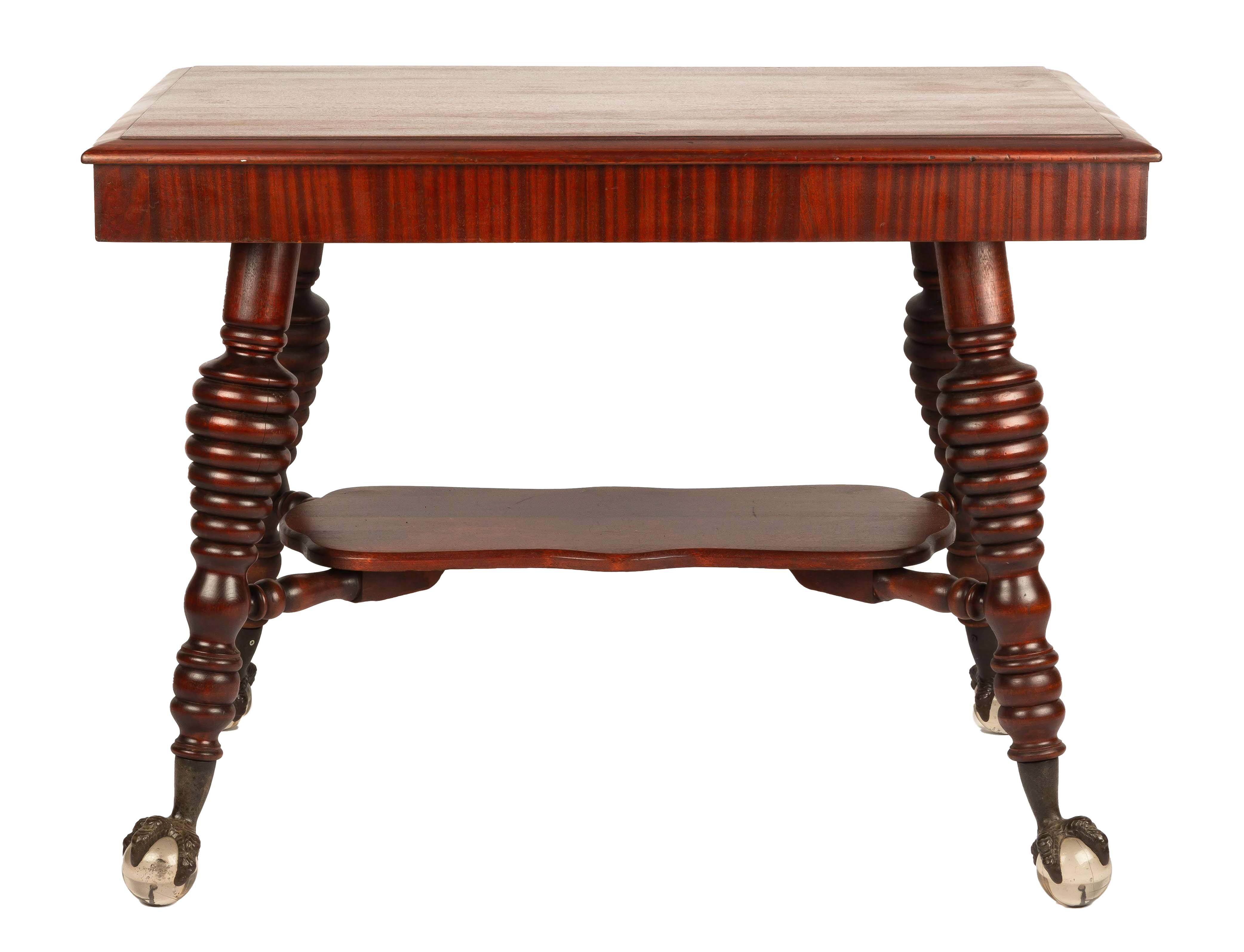 MAHOGANY CENTER TABLE Turned legs