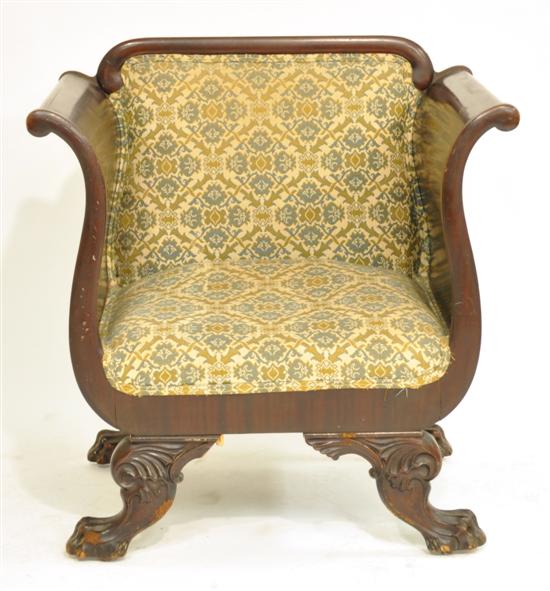 Mahogany chair with scrolled