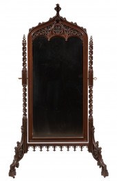 MAHOGANY CHEVAL MIRROR, LIKELY