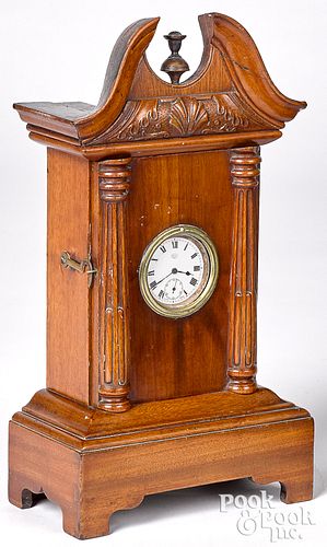MAHOGANY CLOCK HUTCH, TOGETHER WITH