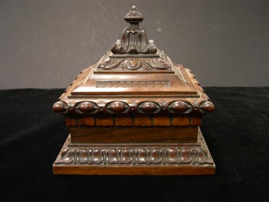 Mahogany covered box  elaborately