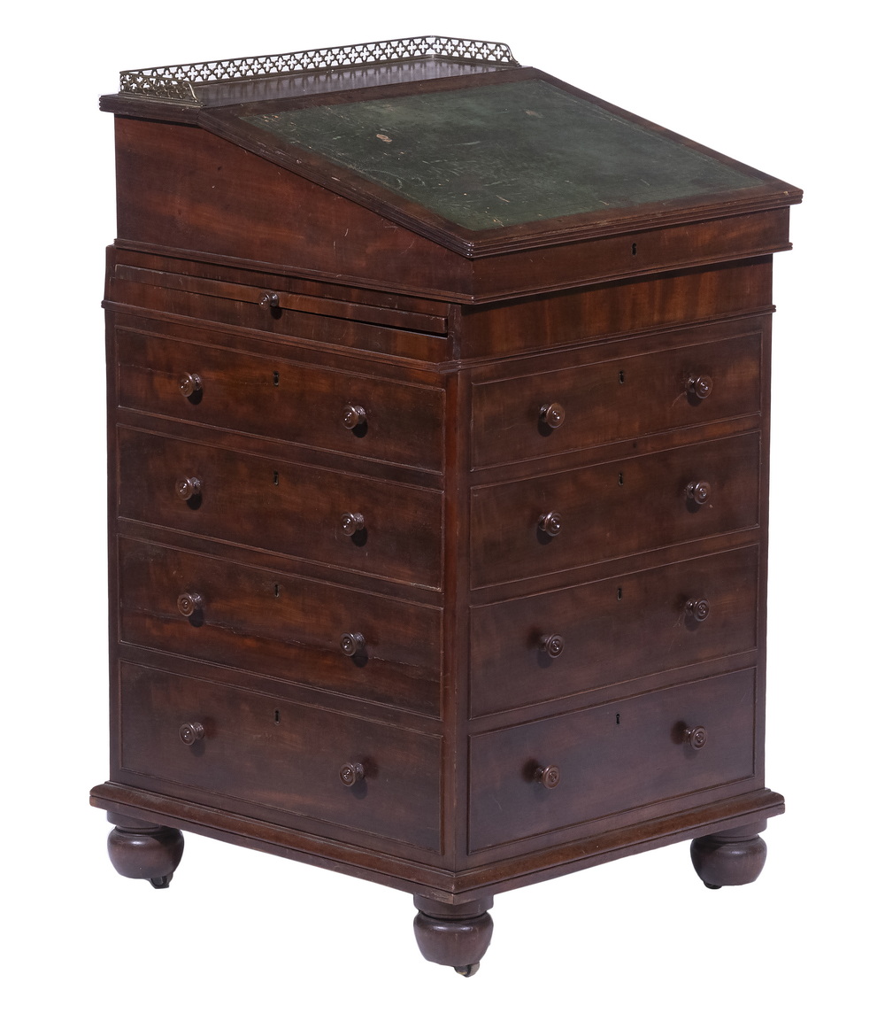 MAHOGANY DAVENPORT DESK Mid-19th c.