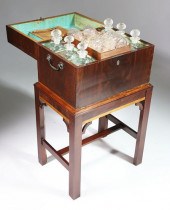 MAHOGANY DECANTER BOX ON STAND