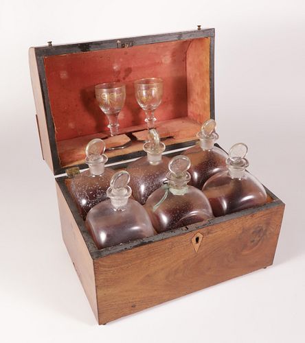 MAHOGANY DECANTER CASE, 19TH