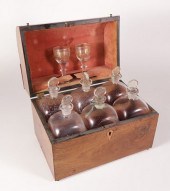 MAHOGANY DECANTER CASE, 19TH C