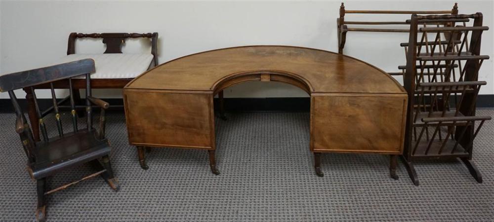 MAHOGANY DEMILUNE COFFEE TABLE,