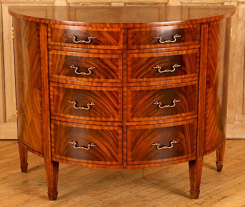 MAHOGANY DEMILUNE COMMODE BY