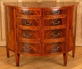 MAHOGANY DEMILUNE COMMODE BY M