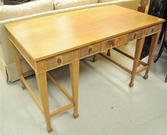 Mahogany desk  reeded skirt  square