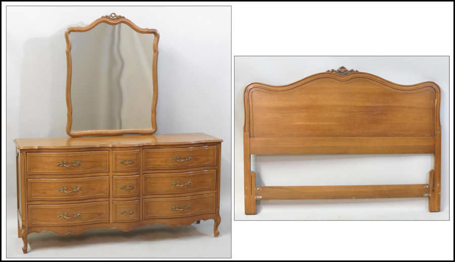 MAHOGANY DRESSER WITH MIRROR ABOVE.