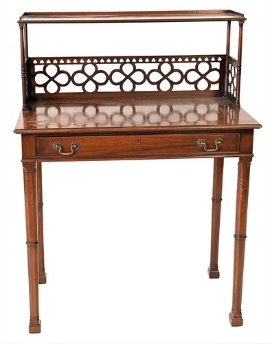 MAHOGANY DROP FRONT DESK, HAVING