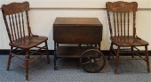 MAHOGANY DROP-LEAF TEA CART AN