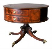 MAHOGANY DRUM TABLE, HAVING LE