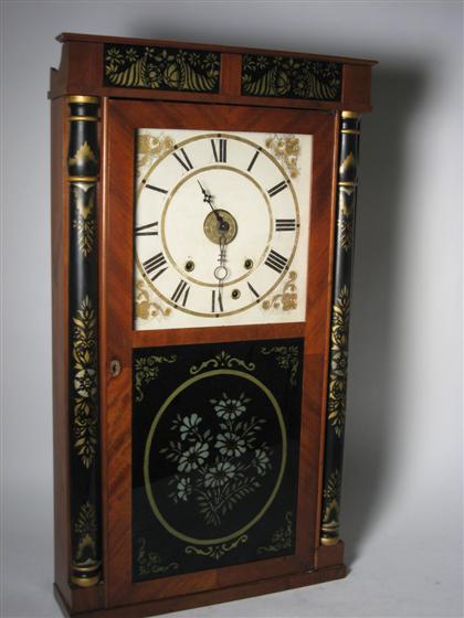 Mahogany, ebonized and gilt shelf