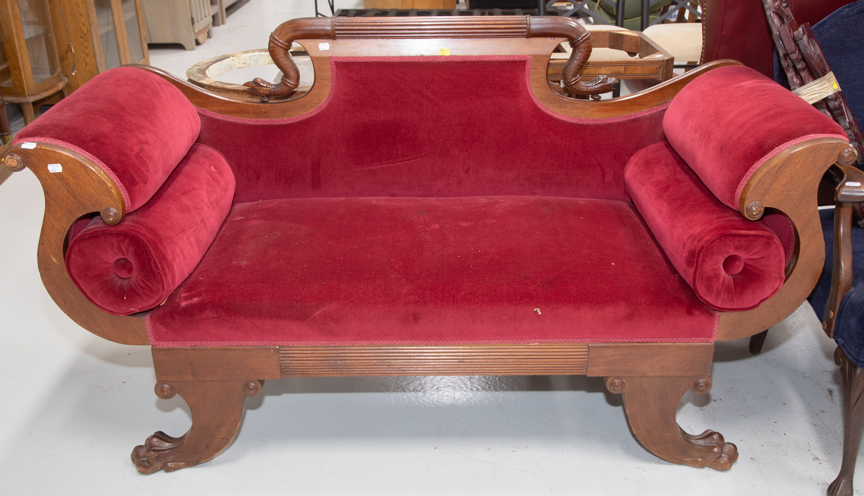 MAHOGANY EMPIRE STYLE SOFA .