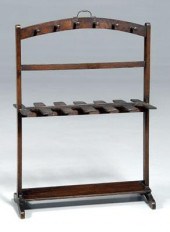 Mahogany equestrian boot rack,