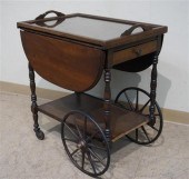MAHOGANY FINISH DROP-LEAF TEA