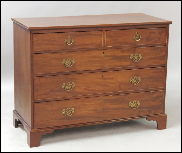 MAHOGANY FIVE-DRAWER CHEST. H: 36''