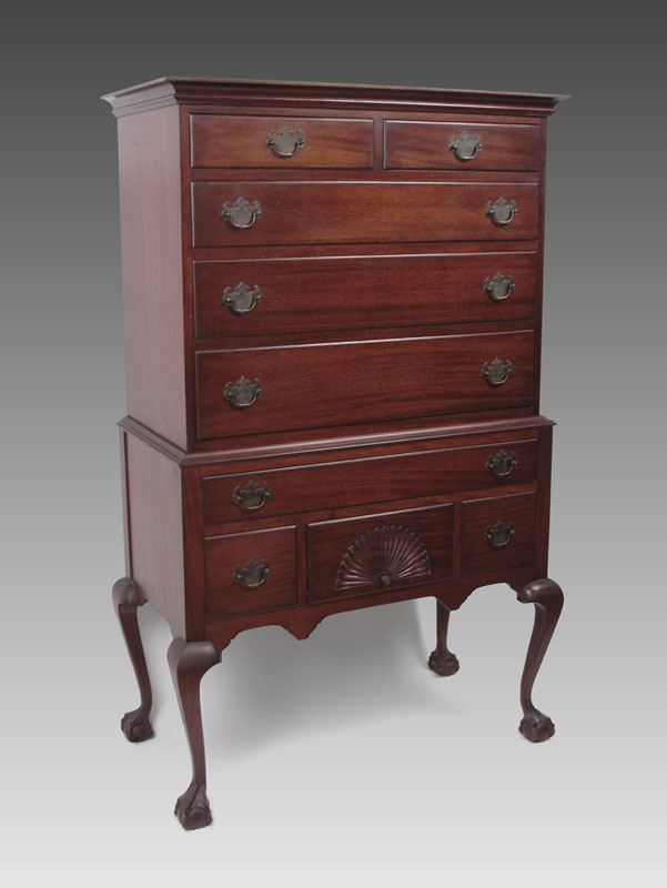 MAHOGANY FLAT TOP HIGHBOY CHEST