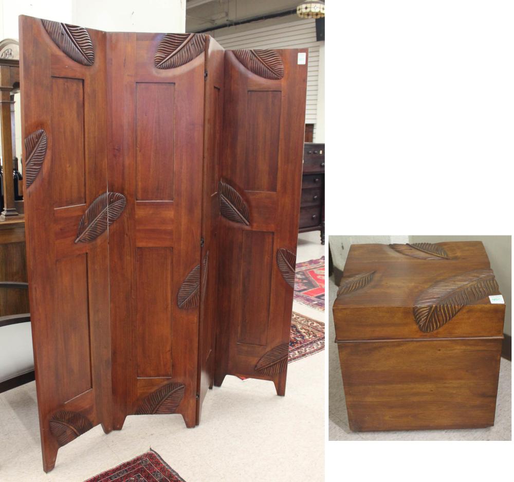 MAHOGANY FLOOR SCREEN AND