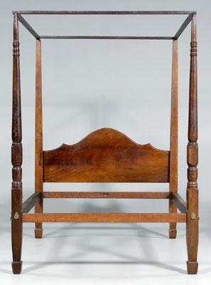 Mahogany four poster bed, figured