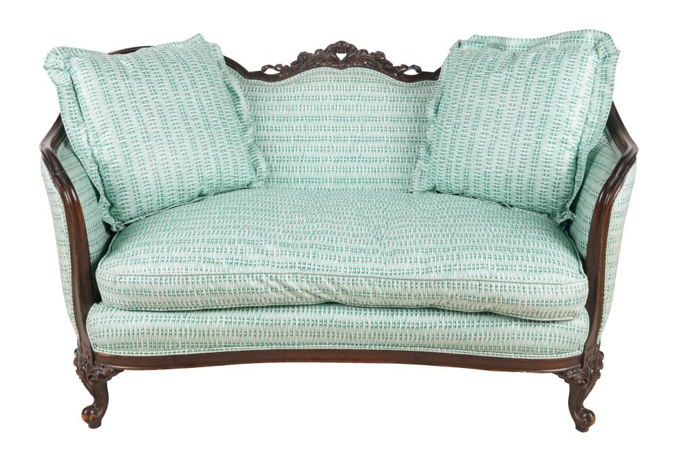 MAHOGANY FRAMED & UPHOLSTERED