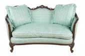 MAHOGANY FRAMED & UPHOLSTERED