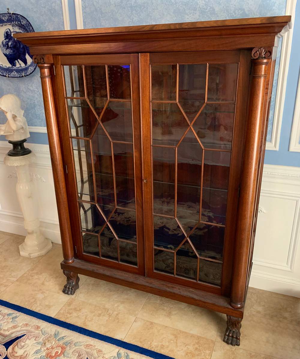 MAHOGANY FRETWORK BOOKCASE: