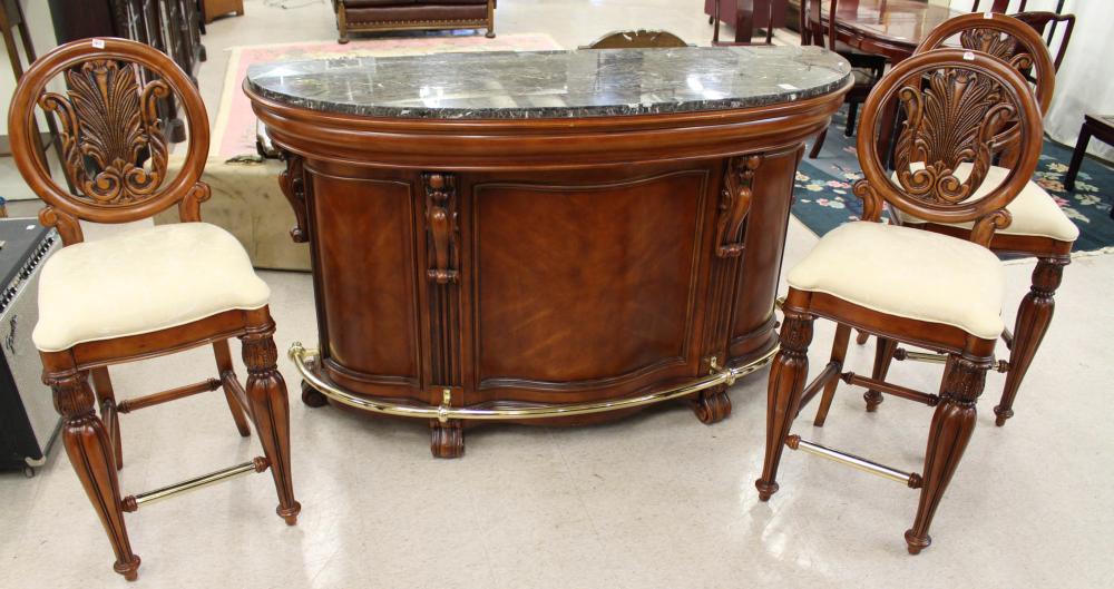 MAHOGANY FRONT BAR AND THREE BAR