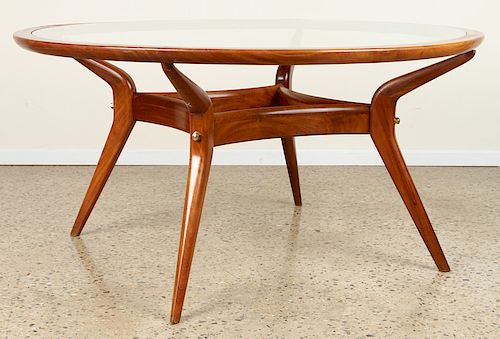 MAHOGANY GLASS DINING TABLE INSET