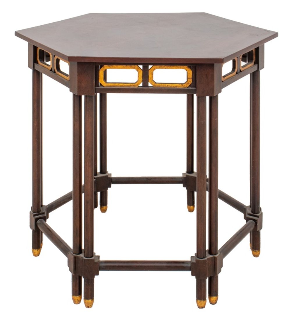MAHOGANY HEXAGONAL END TABLE
