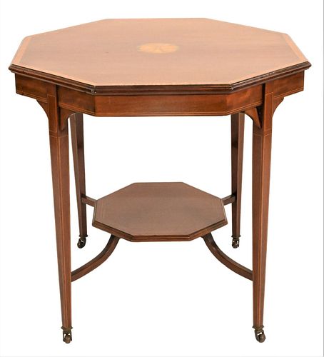 MAHOGANY INLAID OCTAGON SHAPED