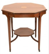 MAHOGANY INLAID OCTAGON SHAPED