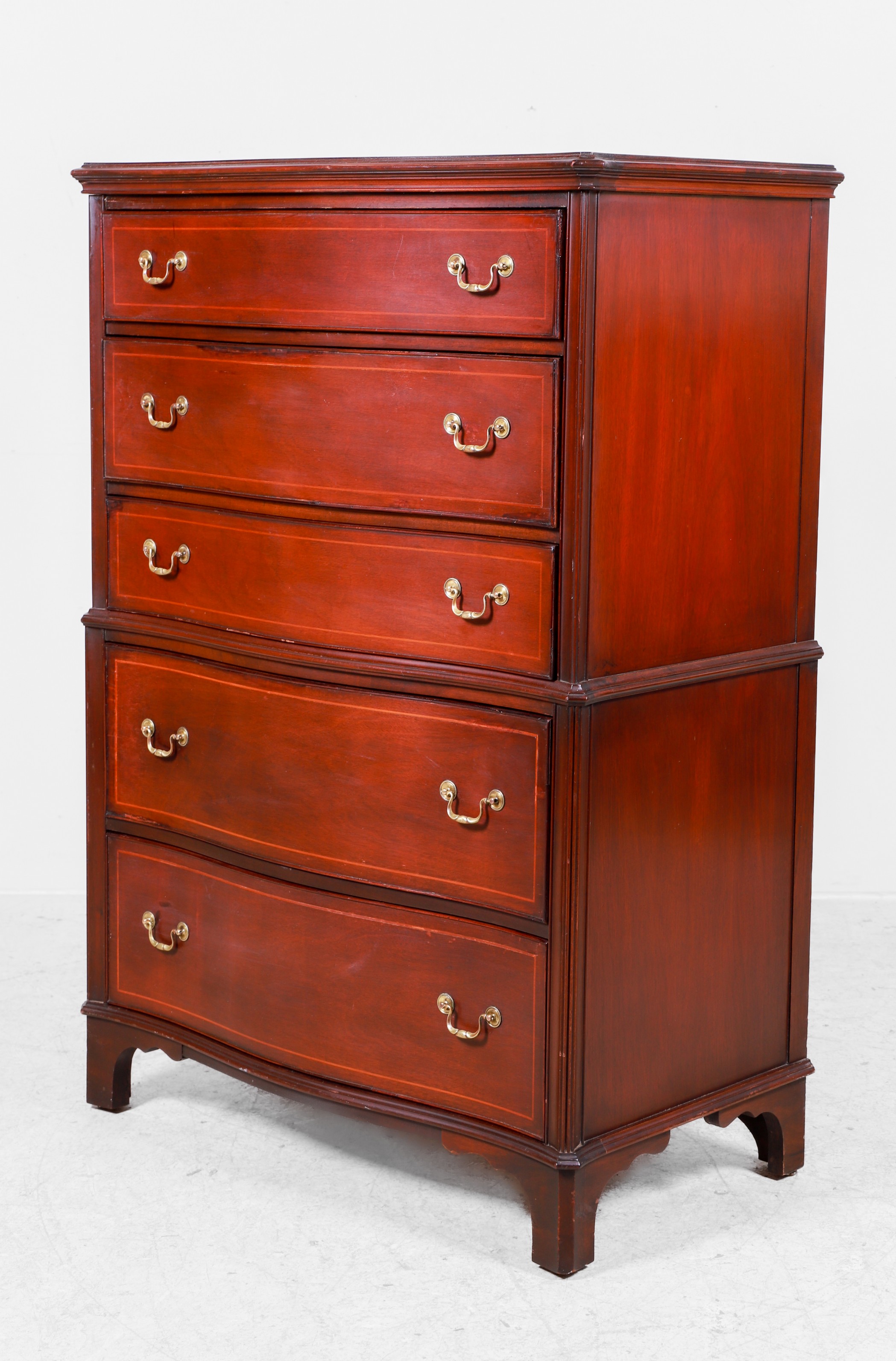 Mahogany inlaid serpentine front
