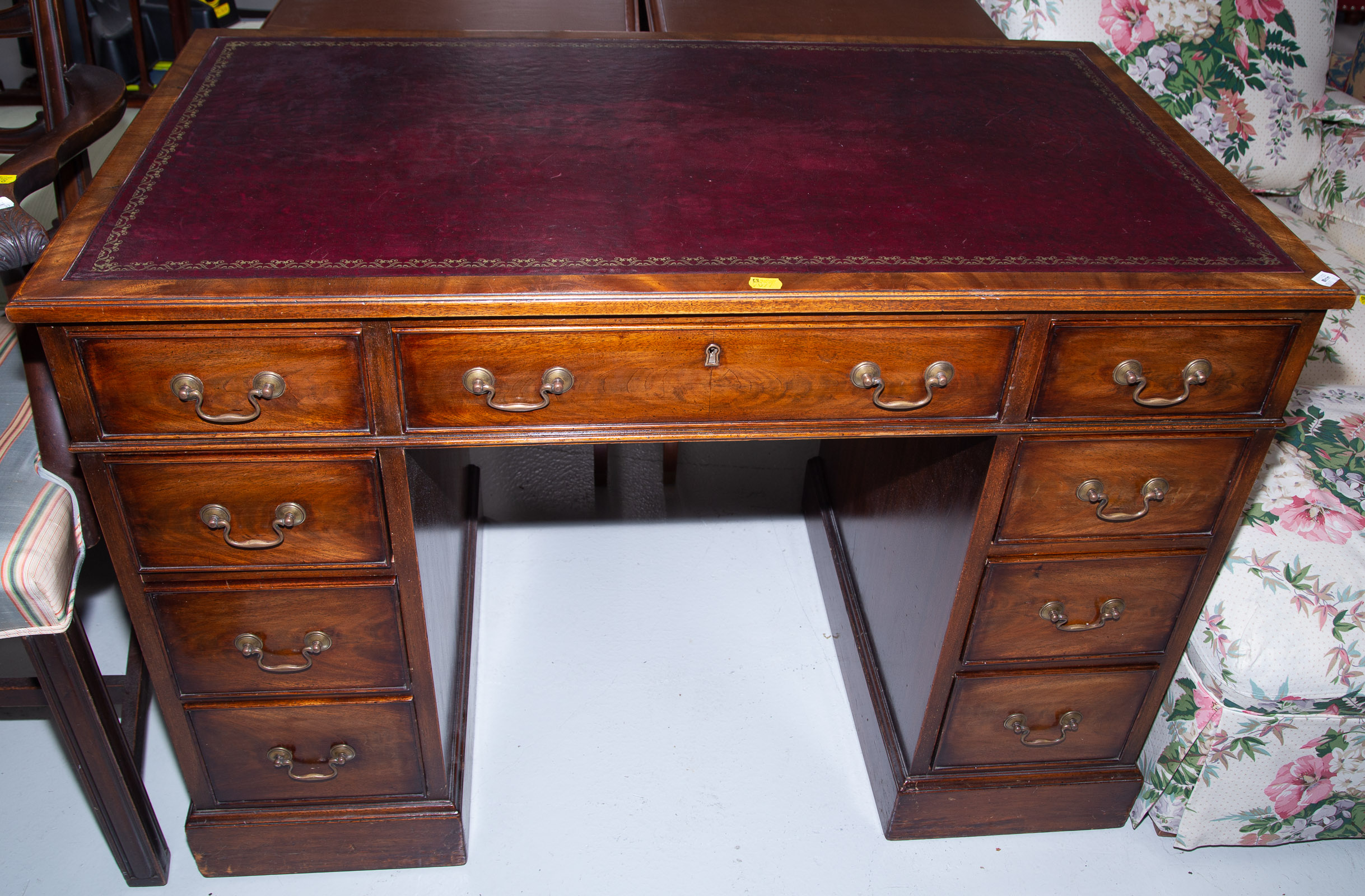 MAHOGANY KNEE HOLE DESK WITH