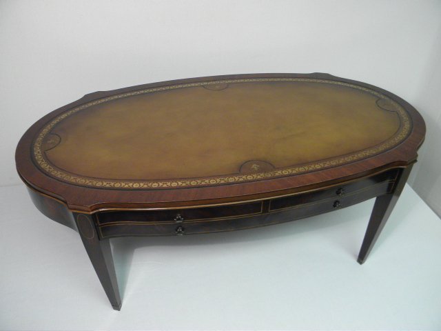 Mahogany leather top coffee