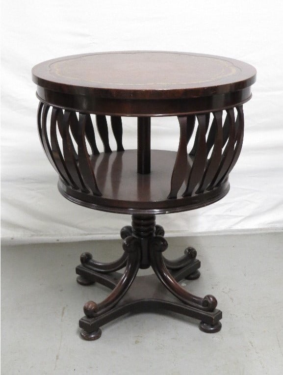 MAHOGANY LEATHER TOP ROTATING