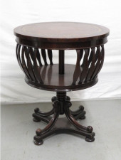 MAHOGANY LEATHER TOP ROTATING