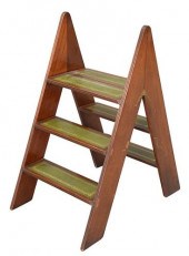 MAHOGANY LIBRARY STEPS WITH LE