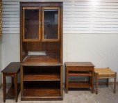 MAHOGANY LOW OPEN BOOKSHELF, A