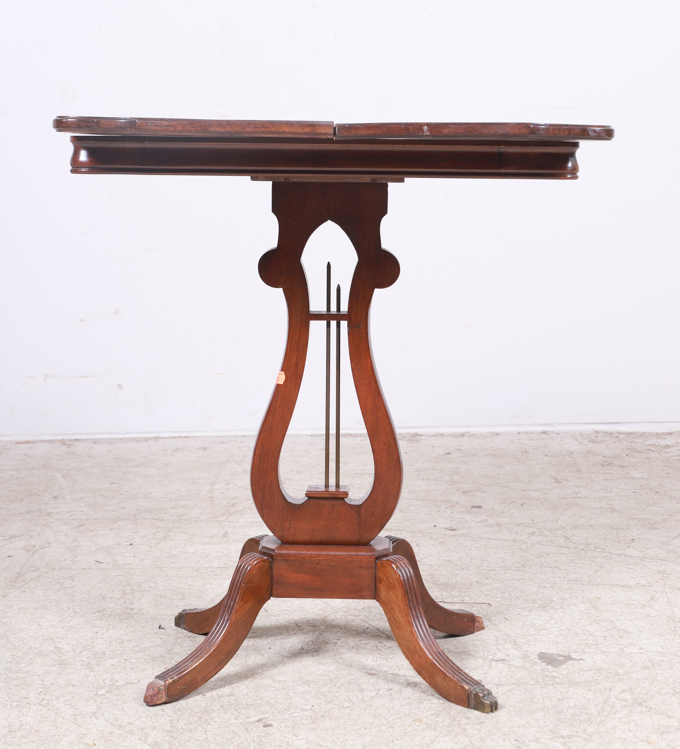 Mahogany lyre base game table,